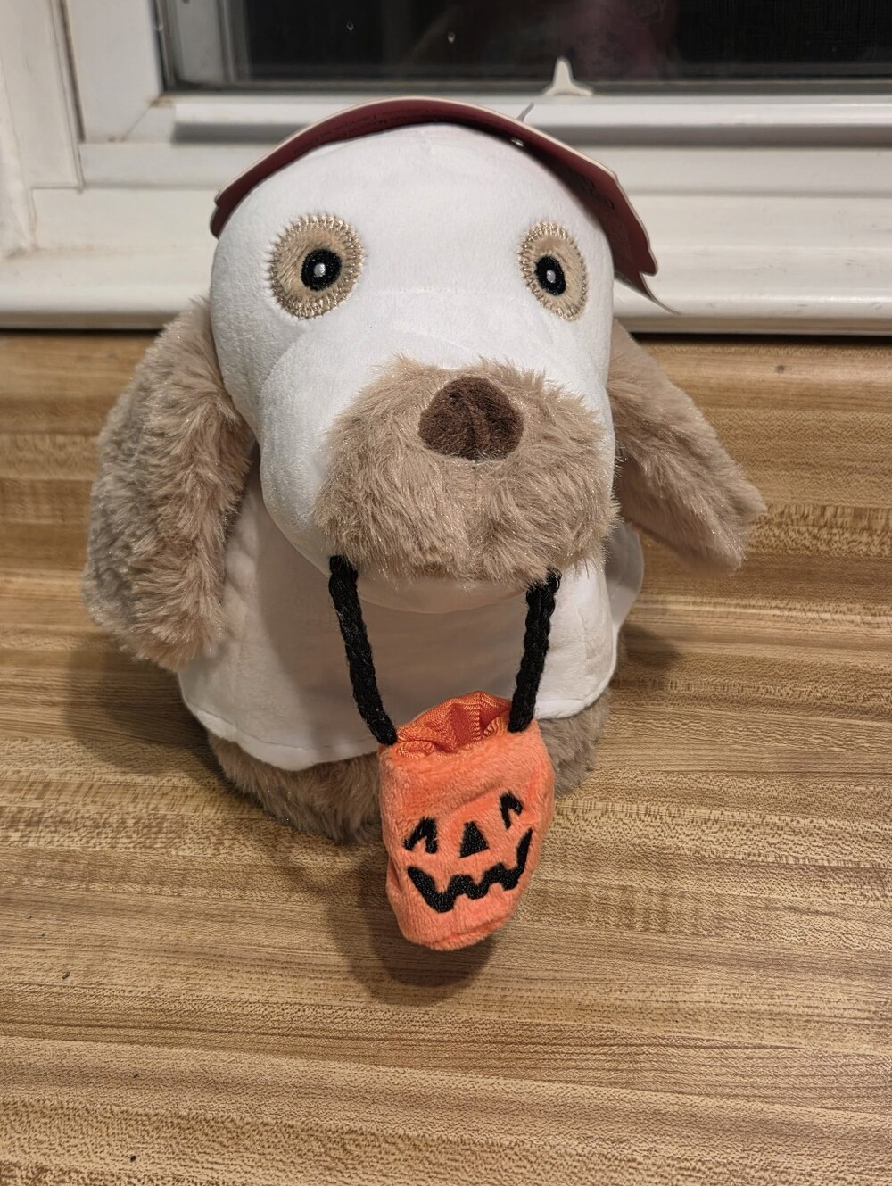 Halloween Dog With Pumpkin Plush Dog Toy W/Squeaker